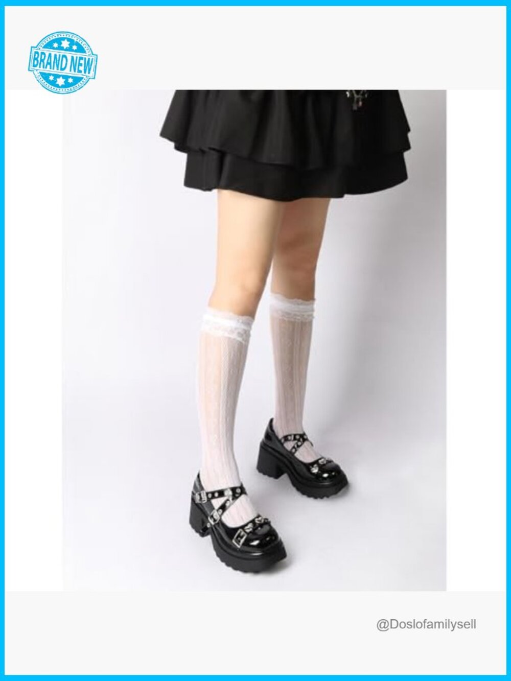 Chunky Platform Mary Janes with Heart Buckle, Round Toe, Y2K Goth Lolita - Picture 3 of 7